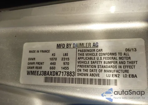 2013 Smart Fortwo Passion from USA, damaged, VIN WMEEJ3BAXDK717883